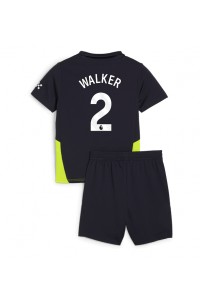 Manchester City Kyle Walker #2 Jalkapallovaatteet Lasten Vieraspeliasu 2024-25 Lyhythihainen (+ Lyhyet housut)